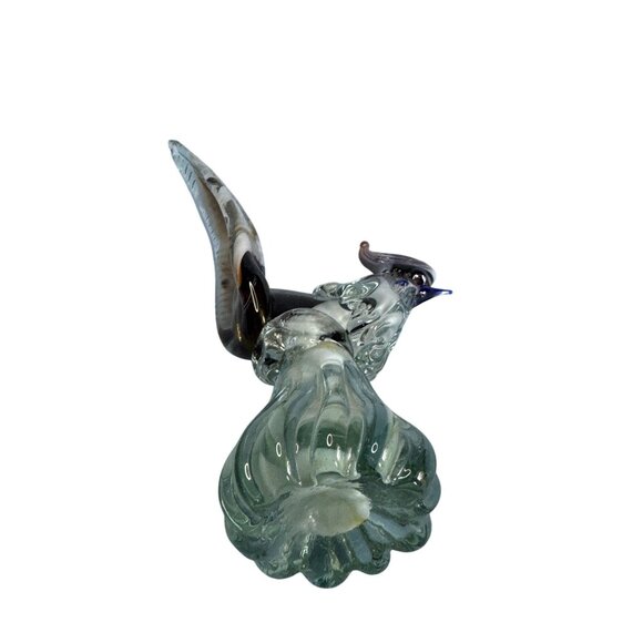 Murano Mid-Century Handblown Art Glass Pheasant Figurine 9" Amber Brown & Clear - Picture 7 of 10